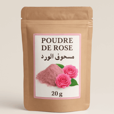 Poudre de rose bio, 100% pure, soins naturels.مسحوق الورد